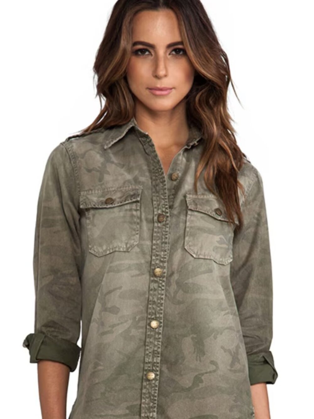 Current/Elliott Army Camo Green "The Perfect Shirt" Button Shirt N254-41